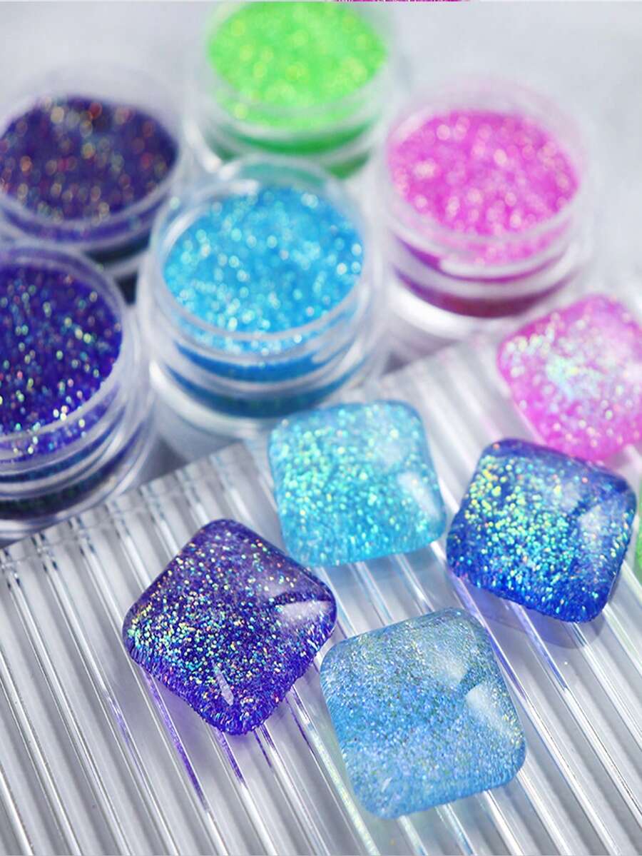 6pcs Resin Pigment Filler, Glitter, Suitable For Epoxy Resin Filling, Pearl Powder, Can Be Used For DIY Crafts, Jewelry, Accessories And Keychain Decoration - Multicolor - View 1