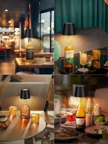 1pc Wine Bottle Lamp, Wireless Charging Touch Control 3-Color Dimmable Table Lamp, Bedroom Night Light, Suitable For Study/Dining Table/Bedroom/Bar, Ideal As Gift/Date/Dinner Atmosphere Light, Bedside Lamp, Modern Decor - one-size - View 6