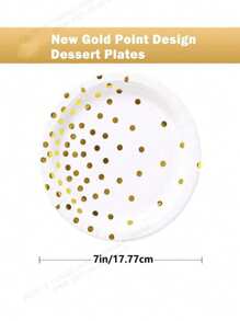 100 Stücke weiße & goldene Folie Punkte 18cm Einweg-Pappteller, Partyartikel für Geburtstag, Bridal-Shower, Ostern, Abschlussfeier