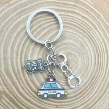 New Fashionable Droplet Shaped Police Car Key! Police Art Metal Keychain, Friends Gift Collection Accessories Car Accessories Bag Charm Backpack For School