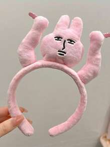 1pc Pink Rabbit Ear Funny Clips, Bangs Washing Face Headband, Cute Holiday Photo Props, Spring/Summer New Arrival, Suitable For Photo Shooting, Daily Outing, Festival Party Hairband Diadema Hair Hoop