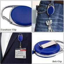 3pcs Set Badge Clips With Retractable Reel Recoil Key Ring Holder Keychain Lanyard For ID Badge, Keys,School Supplies,Back To School - Multicolor - View 12