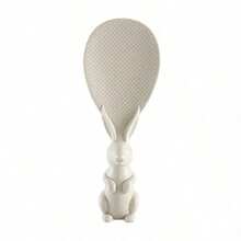 1 pieza Cuchara vertical para arroz con forma de conejo, cuchara de arroz antiadherente y creativa, cuchara de arroz linda para olla arrocera, espátula para arroz que puede mantenerse en pie, color aleatorio - Albaricoque - Ver 1