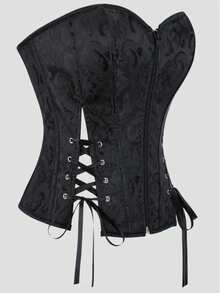 Hourtrue Áo corset bó sát gợi cảm có khóa kéo, áo croptop ôm eo. - màu đen - Xem 4