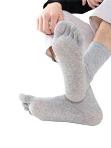 3/6/9 Pairs Men's Solid Color Straight Mid-Calf Toe Socks, Unisex Back To School Pride Month(US) Antibacterial Moisture Wicking Fabric, Suitable For Men And Women, All Seasons, Seamless Fit Any Foot - Multicolor - View 3