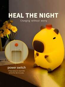 1pc Cute Capybara Tap Light, LED Sensor Night Light, Animal Silhouette Desk Lamp With Touch Control, 3 Warm Color Tones, Bedroom Lighting, Relaxing Art Decor, Perfect Birthday/Holiday Gift, USB Powered