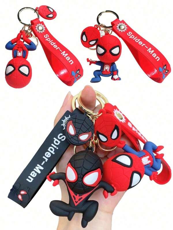 1/4 peças chaveiros de super-heróis do Homem-Aranha, bonecos de desenho animado do Homem-Aranha, chaveiros de bonecos de anime dos Vingadores, pingentes de figuras, chaveiros de carro, presentes de Natal