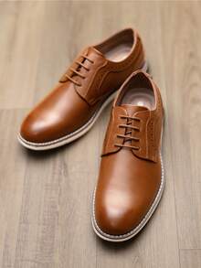 Men's Plain Toe Oxford Shoes Business Formal Derby Dress Sneakers Crossflex GentEdge - màu nâu - Xem 3