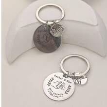 2pcs Zinc Alloy Minimalist Father & Son Disc Key Chain, Personalized Creative Family Keychain, Fashionable Daily Wear Charm, Great Gift For Family - Multicolor - View 4