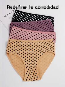 Set de 4/12 Bragas de Algodón para Mujer con Diseño de Polka Dots, Cómodas y Suaves de Alta Calidad - Perfectas para Uso Diario - color mezclado - Ver 6
