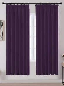 VEHEDE 两套米色遮光窗帘适用于轨道系统窗帘短款不透明卧室窗帘不透明荷叶边胶带 - Lila - 查看 11