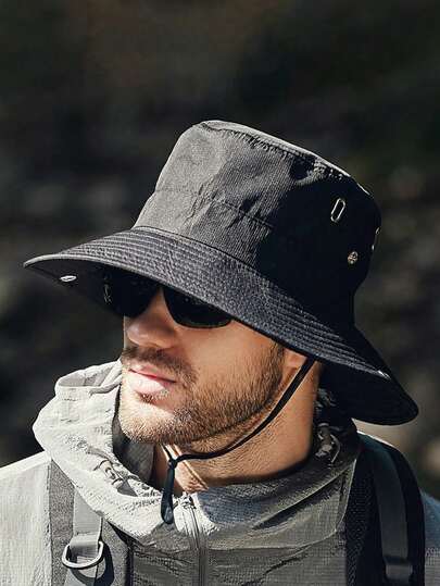 1 pieza Sombrero de sol de ala ancha, unicolor, versátil y de moda, transpirable, suave y cómodo, adecuado para ciclismo, senderismo, pesca, estilo de sombrero de pescador con lazo de color aleatorio