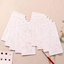 10 ورقة/طقم مجموعة دليل كتاب بورق مائي DIY لوحة مائية, دفتر مائي محمول, علامة كتاب مصنوعة يدويًا, ورق تلوين ملائم كهدايا الأعياد, عودة إلى المدرسة, لوازم مدرسية