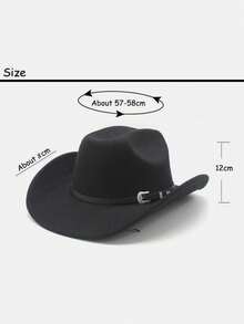 1Pc Western Cowboy Hat For Men Women Classic Roll Up Fedora Hat With Buckle Belt - Style 1 - View 11