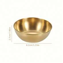 1/4/8/12 包 3.2 英寸不锈钢酱料碟迷你独立碟子碗圆形调味碟寿司蘸料碗开胃菜盘，金色，厨房，圣诞礼物，学校用品