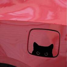 1件装卡通趣味黑猫咪咪偷看车贴电动摩托车电脑可爱贴纸车身防水贴