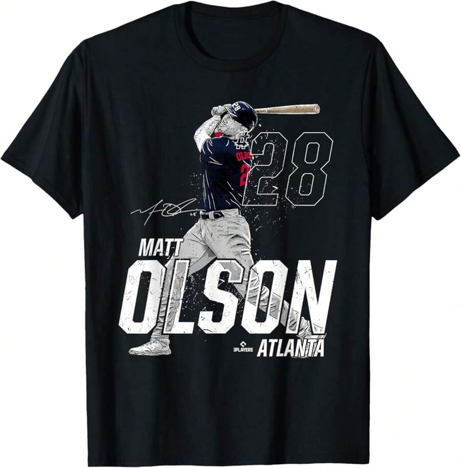 Dynamic Pose Matt Olson Atlanta Baseball Mlbpa T-Shirt Valentine's Gift For Wife Anniversary Gift For Husband,Black T-Shirt, 100% Cotton, Men's T-Shirt,,Funny Graphic T Shirts,S-XXXL,Vintage Shirt - Black - View 1