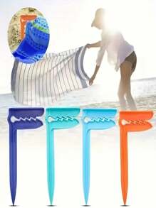 4/8 Piezas Pinzas para Toalla de Playa, Pinzas para Esterilla de Playa, Sujetadores de Toalla de Playa - Estacas de Anclaje para Toalla de Playa Exterior, Abrazaderas de Estacas de Anclaje, Sujetadores de Manta de Picnic, Picos de Arena para Toalla de Playa, Soporte de Plástico para Playa y Camping, Soporte Multiusos para Toalla y Esterilla de Picnic para Camping y Viajes a la Playa, Accesorios de Viaje, Artículos Esenciales de Playa