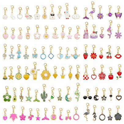 10 件可爱珐琅饰品套装 - 多色龙虾扣吊坠、包包和鞋子饰品、DIY 手链钥匙扣珠宝用品