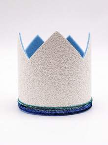 1pc Men's Crown Style Party Hat, Accessories - White - View 1