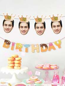 Custom Birthday Hat Face Banner,Personalized Birthday Banner,Customized Birthday Face Photo Banner And Age,Customizable Birthday Party Decoration,Customized Head Portrait On Banner,Decoration,Reusable,Suitable For Festival Celebrations,Anniversaries,Weddings,Men,Women,Friends,Family,Christmas Gift Supplies - Style a - View 6