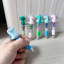 1/4/6/20 支随机颜色图案可爱伸缩圆珠笔，带 4 色墨水，椭圆形，各种彩色图案，节日礼物派对和派对礼物返校