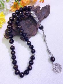 1 pieza Brazalete TASBIH de 33 cuentas de 10 mm de cuentas de vidrio verde en un solo hilo, para uso diario árabe