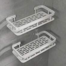 Shower Rack, Adhesive Shower Rack 1-Piece Set With Hook, No Need For Drilling, Wall Mounted Rust Proof High-End Storage Bathroom, Kitchen, Storage Rack,Racks For Storage,Shelf,Black