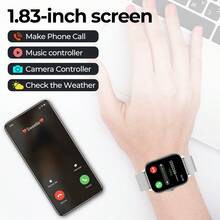 SIMSONLAB Smartwatch universal para hombres y mujeres, con recordatorio de información, reproducción de música y respuesta de llamadas telefónicas - Negro - Ver 3
