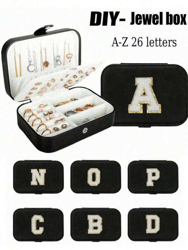 1 pièce Boîte de rangement de bijoux de voyage portable, boîte de rangement de bijoux de voyage personnalisée noire, boîte de voyage compacte à double couche d'été, petite boîte de rangement de bijoux étanche, boîte d'affichage de bijoux portable, boîte à bijoux en PU étanche, boîte d'affichage de bijoux grande capacité, mini boîte à bagues à double couche, boîte de rangement, boîte cadeau, boîte à bijoux pour bagues, boucles d'oreilles, colliers, cadeaux, avec sac accessoire à boucle et fermeture éclair, convient pour les boucles d'oreilles, les colliers, les bagues, les montres, les bracelets et autres accessoires, excellent cadeau pour la petite amie, la mère lors des vacances