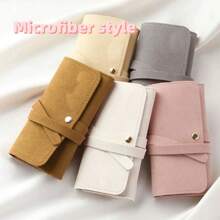Spot Minimalist Microfiber/Leather Jewelry Bag, Multifunctional Earrings, Rings, Bracelets, Storage Roll Bag, Gold Jewelry Box Bag For Women Storage Organizer Travel Essentials Gift Back To School