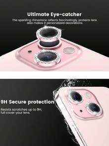 3-Pack Camera Lens Protector Compatible With IPhone 15/15 Plus, 9H Tempered Glass Camera Cover Screen Protector, HD Clear, Metal Independent Ring, Compatible With IPhone 15 Pro/15 Pro Max/16 Pro Max/16/16 Plus/16 Pro/14 Pro Max/14 Pro/14/14 Plus/13 Pro Max/13/13 Pro/11/12/17 - Pink - View 2
