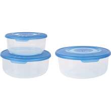 Algon Set Of 3 Round Food Containers 0.5/1L/2L With Lid And Airtight Closure - Set Of 3 Round Food Containers With Stackable Design And Suitable For Microwave, Freezer, And Dishwasher, Ideal For Food - Blue - View 2