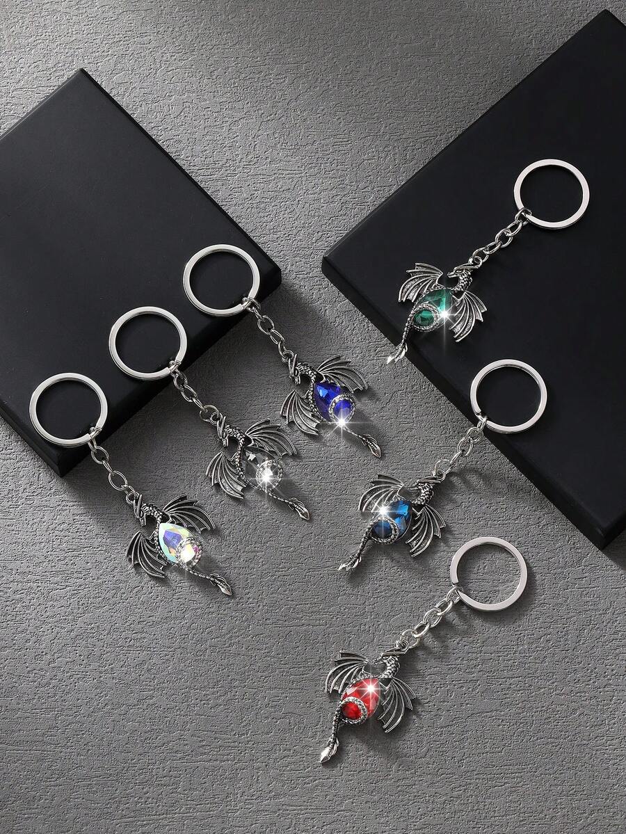 1件时尚欧美复古独特卡通龙形钥匙扣吊坠，适合男士日常佩戴和汽车装饰，可爱哥特风Y2K圣诞礼物创意，包包挂饰，汽车配件，送给老师、朋友、姐妹