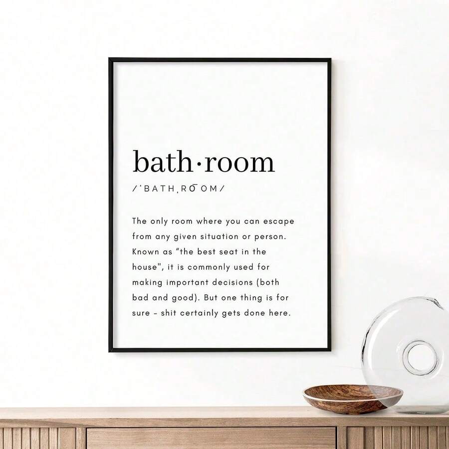 1PC Canvas Picture Bathroom Definition Wall Art Bathroom Wall Art, Home Wall Decor, Bathroom Decor, Printed Wall Art, Bathroom Fun Sign,Poster Optional Frame ,Wall Art With Frame - Multicolor - View 1