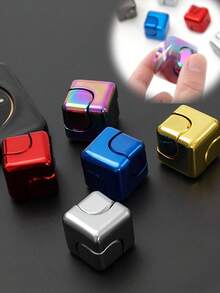 1 件魔方魔术骰子金属可旋转拼图立方体，彩虹旋转和学习减压桌面玩具，适合特殊需要、多动症、万圣节、圣诞节礼物 - 彩色 - 查看 2