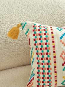 1 buc. Față de pernă decorativă cu broderie geometrică marocană boemă, pentru sufragerie, dormitor, petrecere, toate anotimpurile