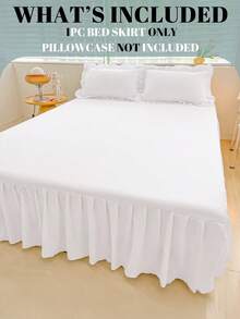 1pc Bed Skirt, Solid Color Beddings, Soft And Comfortable Bedding For Bedroom, Elastic Bed Skirting For Bed Base And Frame, Bedding Dust Ruffle Easy To Install, Room Decor, For All Seasons, Mothers Day Gift, Lightweight With Wrap Around Adjustable Bedskirt For Twin, Full, Queen King Size, Machine Washable - 白色 - 查看 3