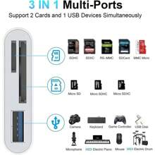1 pieza Lector de tarjetas SD de doble ranura, compatible con tarjetas SD y TF, admite visor de cámara, lector micro SD portátil, plug and play para Apple 16 Pro Max/16 Pro/16 Plus/16/15/14/13/12/11, portátiles y talla grande
