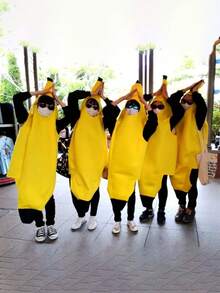 Un divertido disfraz de plátano, un traje de fiesta de cosplay extravagante que viene en dos tallas, perfecto para la diversión familiar en Halloween - Multicolor - Ver 2