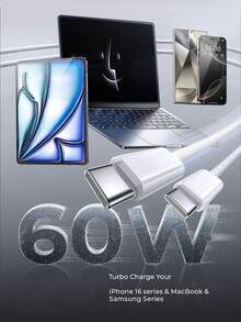 USB-C Data Cable, Compatible With IPhone 16/15 USB-C To USB-C Fast Charging Cable, Supports 60W Fast Charging USB-C Data Cable, Compatible With Iphone 16/15 PRO Max Type-C Fast Charging Cable, Compatible With Samsung Galaxy S25 Ultra Plus/S24/S23 Compatible With IPad Pro 13/12.9 Inch Compatible With IPad Air 5 Braided Data Cable (With Packaging Box) - Light Grey - View 2