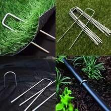 U-Type Garden Staples Heavy-Duty Fence Tubing Stakes Sod Pins Galvanized Landscape Spike For Holding Lawns Barrier Ground Nail