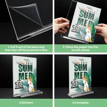 2/6/12pcs Acrylic Sign Holder,Clear T Shape Desktop Display Stand,For Restaurants, Office, Shop, Wedding,Exhibition Seat Business Card Holder - Clear - View 11