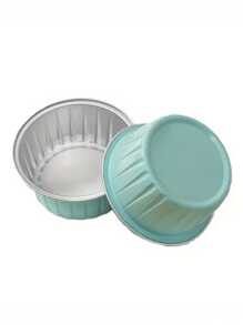 Mini Baking Tray With Lid - Disposable Aluminum Foil Square Cup, Suitable For Cupcakes, Brownies, Muffins And Desserts - Perfect For Weddings, Parties And Kitchens, Essential For Kitchen Baking | Modern Kitchenware | Ribbed Texture Cup