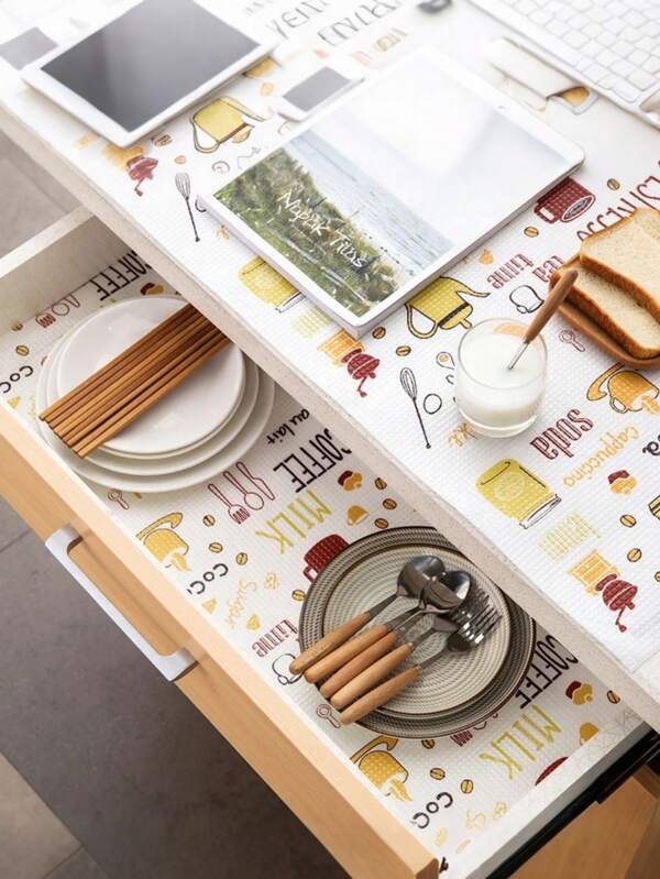 1pc Customizable Printed Oil Proof Cabinet Mat, 30cm*200cm, Waterproof Drawer Liner For Wardrobe, Shoes Cabinet, Prevents Dampness, Anti-Slip Drawer Liner, Cabinet Mat, Moisture-Proof Mat, Anti-Dust Kitchen Oil-Proof Sticker, Shelf Liner, Multi-Function Drawer Mat, Cute Cartoon Non-Stick Mat, Waterproof Oil-Proof Drawer Paper, For Wardrobe, Shoe Rack, Drawer, Cabinet, Shelf And Counter, Home Decor, Kitchen Gadget, Kitchen Organizer And Storage (Random Colors And Styles)