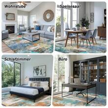 Tappeto lavabile per soggiorno, tappeto moderno a pelo corto, grande, tappeti astratti per camera da letto, lavabile, design antiscivolo per sala da pranzo, ufficio, arredamento per aree, colorato, tappeti decorativi pasquali per camera da letto e corridoio.