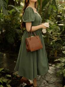 Váy Linen Sun Dresses Vintage, Pride, Phụ nữ ngày 4 tháng 7 - Màu xanh Ô liu - Xem 5