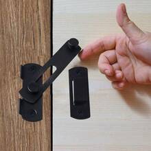 2 C Barn Door Lock, Sliding Barn Door Lock Hardware Gate Latches, Carbon Steel Door Latches For Barn Door Cabinet Window Closet Door, Black - Black - View 6