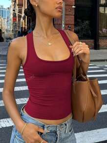 Women Casual Solid Slim Spring Summer Streetwear Daily Vacation Sexy Tank Crop Top