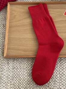 2pairs Zodiac Sign Socks For Women, Chinese Red Socks Printed With Dragon Pattern - Red - View 3